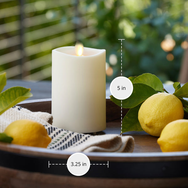 Luminara Pearl Ivory Outdoor Flameless Candle Pillar - Melted Top - 3.25" Width