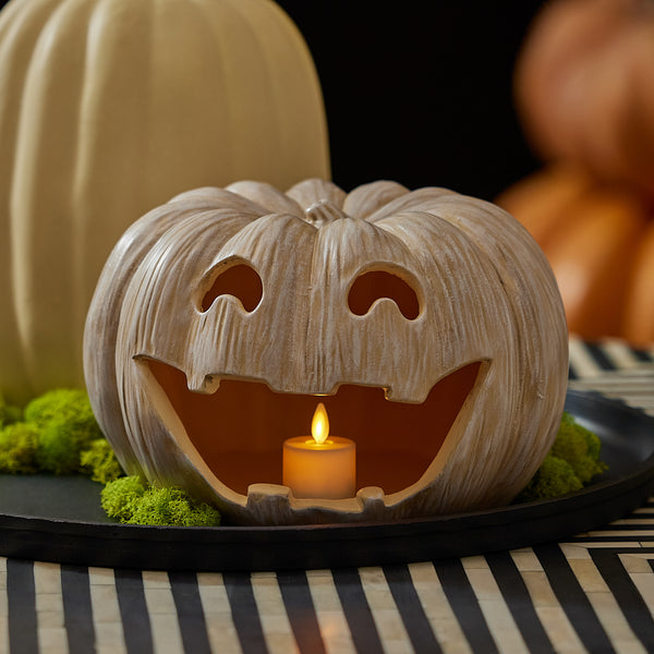 luminara Perfectly Pale Jack-o'-lantern Pumpkin Tealight Holder