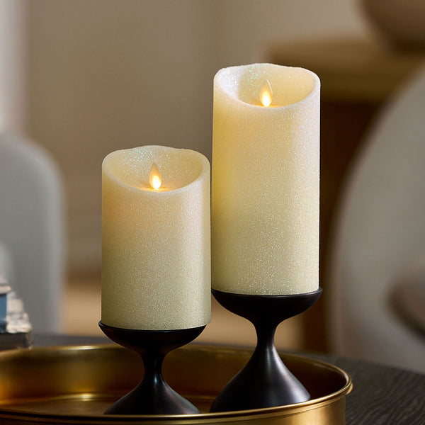 Luminara Radiant Ivory Glitter Flameless Candle Pillars