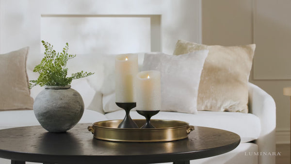 Luminara Radiant Ivory Glitter Flameless Candle Pillars