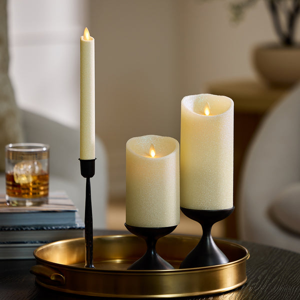 Luminara Radiant Ivory Glitter Flameless Candle Pillars