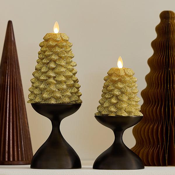 Luminara Rich Gold Glitter Flameless Candle North Tree