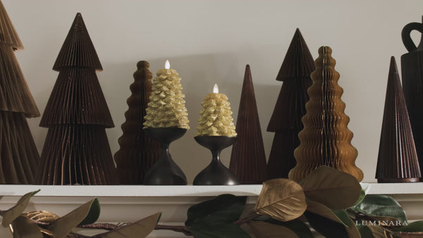 Luminara Rich Gold Glitter Flameless Candle North Tree