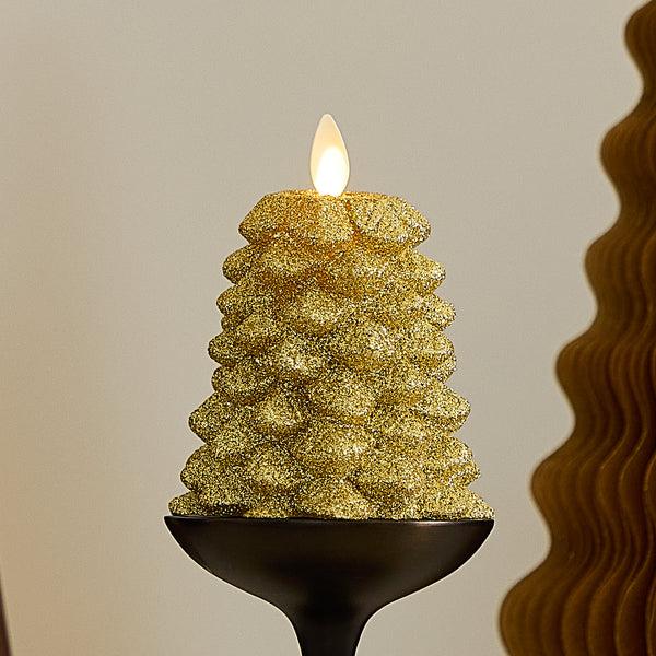 luminara Rich Gold Glitter Flameless Candle North Tree