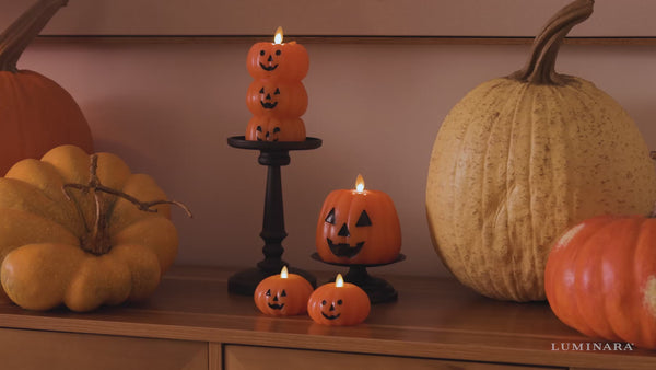 Luminara Russet Orange Flameless Candle Stacked Jack-o-lanterns
