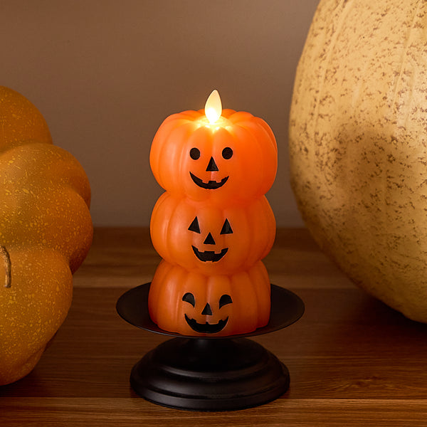 luminara Russet Orange Flameless Candle Stacked Jack-o-lanterns