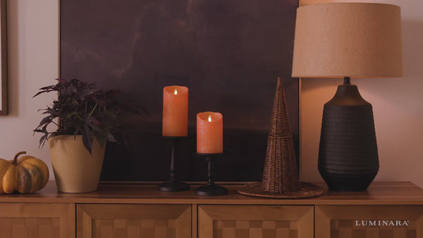 Luminara Russet Orange Glitter Flameless Candle Pillar