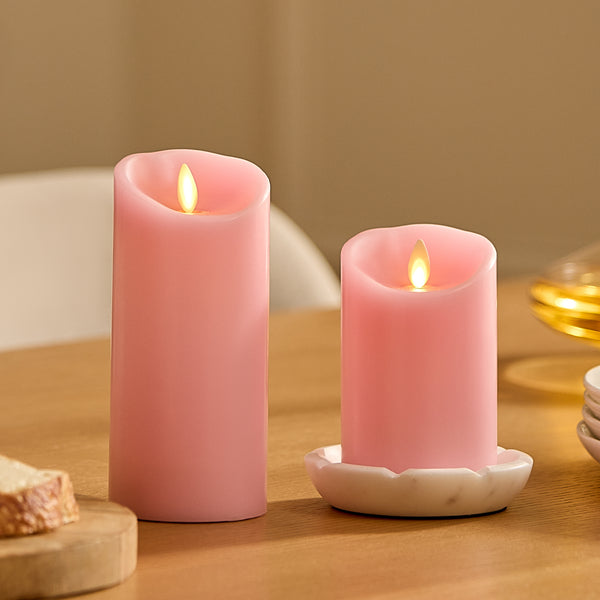 Luminara Saga Rose Flameless Candle Pillar - Scallop Top - 3" Width