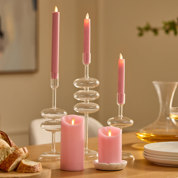 Luminara Saga Rose Flameless Candle Pillar - Scallop Top - 3" Width