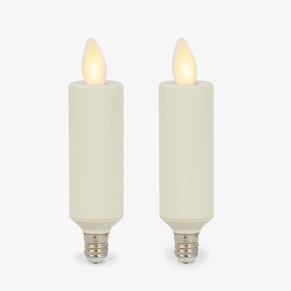 Luminara Set Of 2 Pearl Ivory Flameless Candle E12 Taper Bulbs