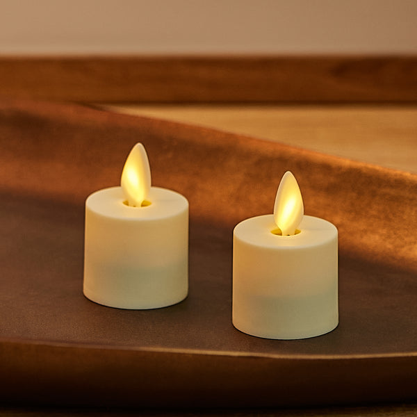 luminara Set of 2 Pearl Ivory Flameless Candle Tealights - Extended Battery Life