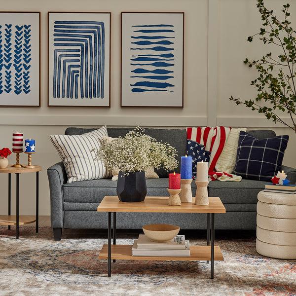 Luminara Set Of 3 Red White & Blue Flameless Candle Pillars