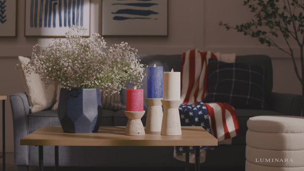 Luminara Set Of 3 Red White & Blue Flameless Candle Pillars