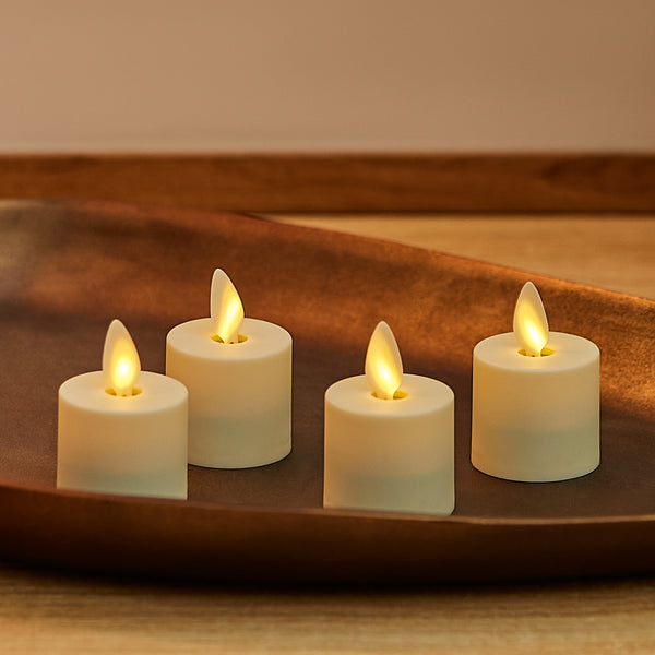 luminara Set of 4 Pearl Ivory Flameless Candle Tealights - Extended Battery Life