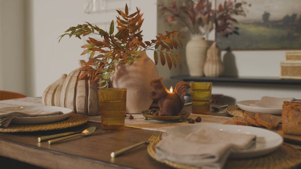 Luminara Studded Chestnut Brown Flameless Candle Squirrel