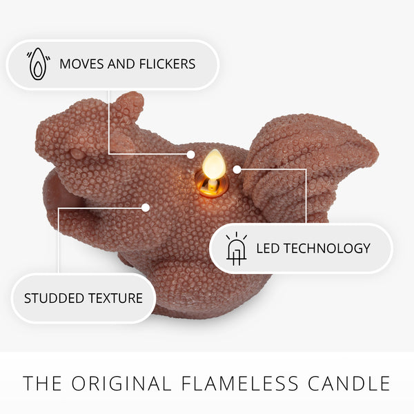 Luminara Studded Chestnut Brown Flameless Candle Squirrel