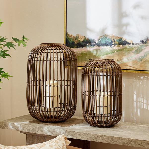 Luminara Weathered Brown Lantern With Outdoor Candle And Remote