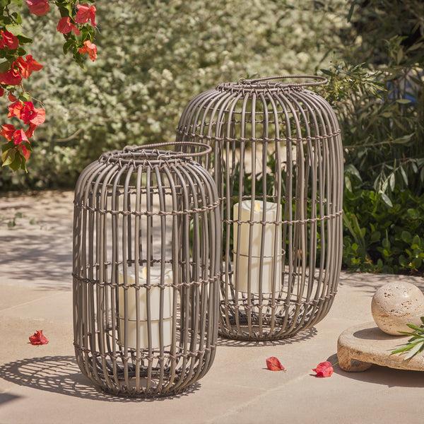 Luminara Weathered Grey Lantern With Outdoor Candle And Remote