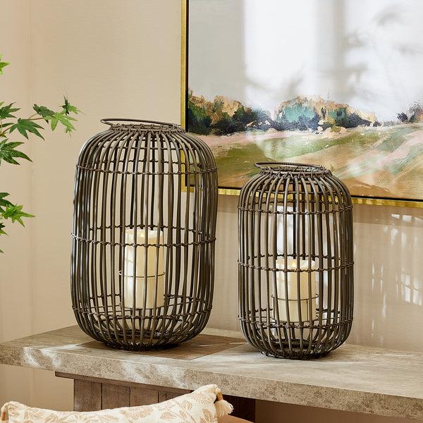 Luminara Weathered Grey Lantern With Outdoor Candle And Remote