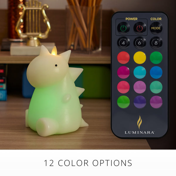 Luminara Whisper Green Color Changing Flameless Candle Dinosaur With Remote