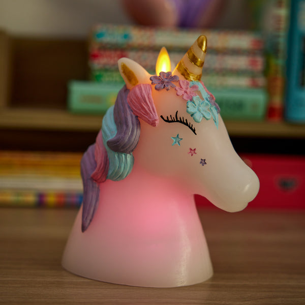 Luminara White Color Changing Flameless Candle Unicorn With Remote