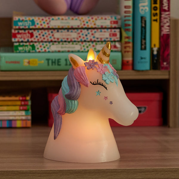 luminara White Color Changing Flameless Candle Unicorn with Remote