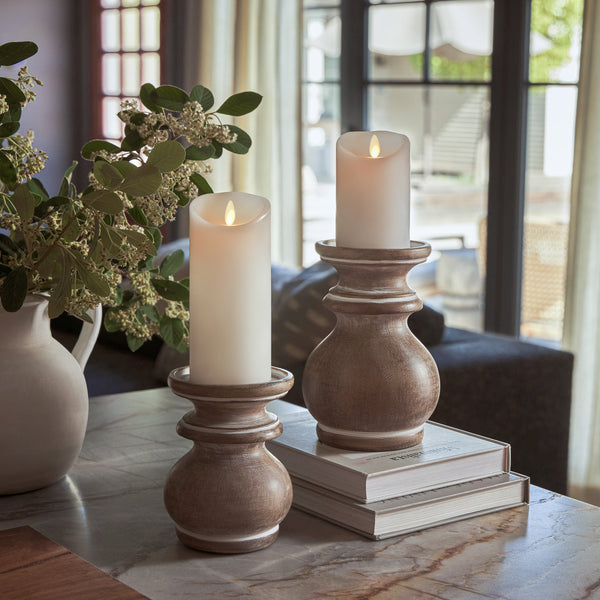 Luminara White Flameless Candle Pillar - Scallop Top - 3" Width