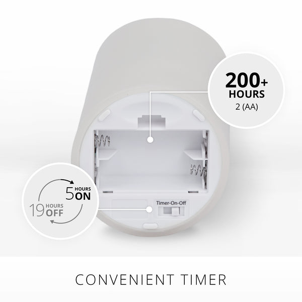 Luminara White Flameless Candle Pillar - Scallop Top - 3" Width