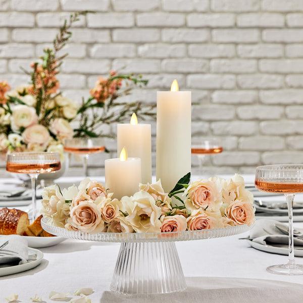 Luminara White Flameless Candle Slim Pillar - Recessed Top