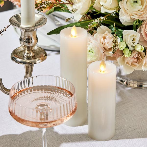 Luminara White Flameless Candle Slim Pillar - Recessed Top