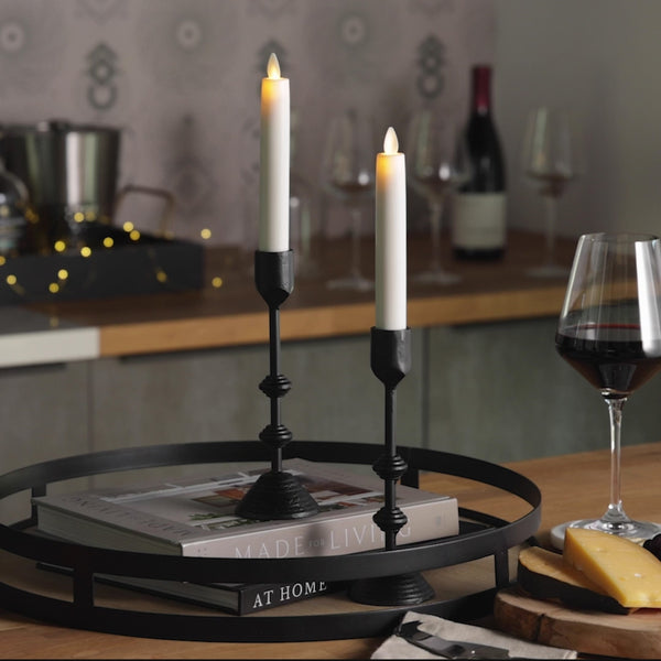 Luminara White Flameless Candle Tapers - Flat Top - 6.75" Height - Set Of 2