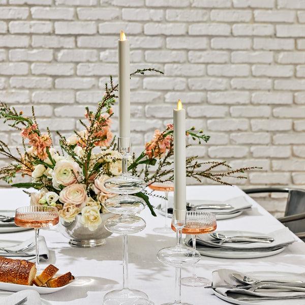 Luminara White Flameless Candle Tapers - Melted Top - 9.5" Height - Set Of 2