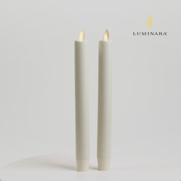 Luminara White Flameless Candle Tapers - Melted Top - 9.5" Height - Set Of 2