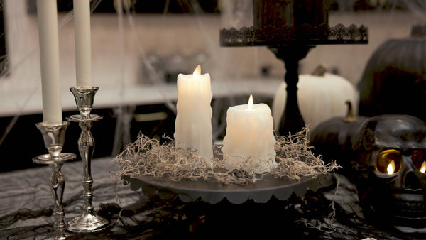 Luminara White Heavy Wax Drip Flameless Candle Slim Pillar