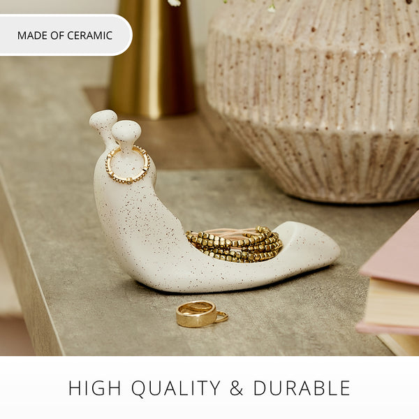 Luminara White Speckled Ceramic Snail Candle Holder For Spring Flameless Candle Spheres