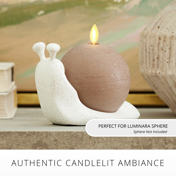 Luminara White Speckled Ceramic Snail Candle Holder For Spring Flameless Candle Spheres
