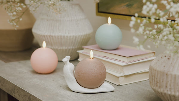 Luminara White Speckled Ceramic Snail Candle Holder For Spring Flameless Candle Spheres