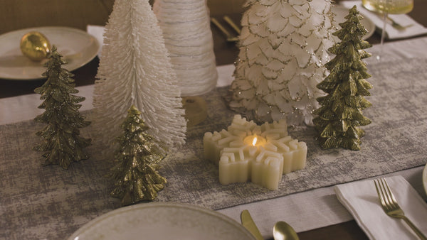 Luminara White Swan Flameless Candle Snowflake Tealight