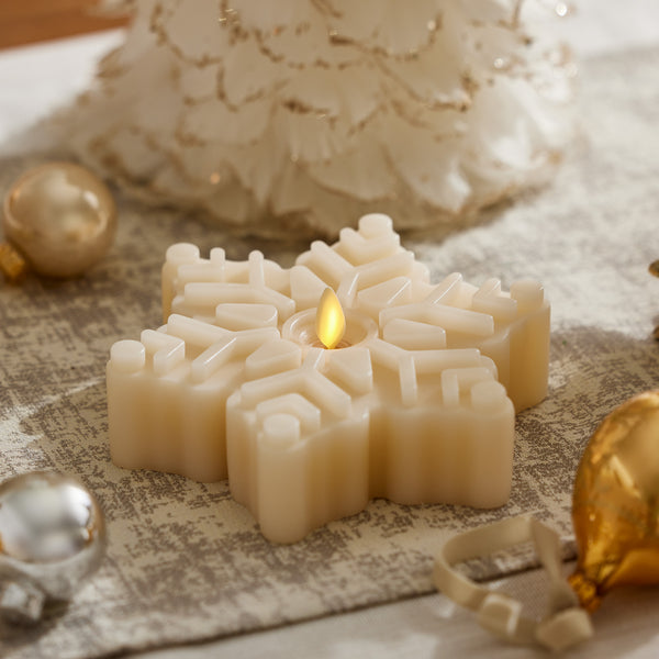 luminara White Swan Flameless Candle Snowflake Tealight