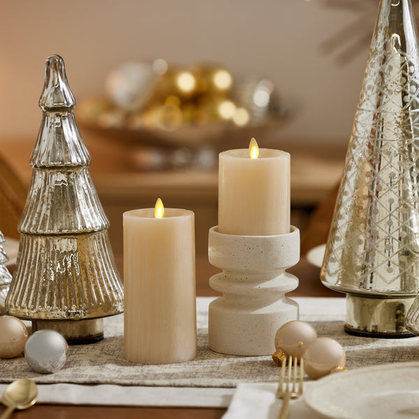 Luminara White Swan Selenite Flameless Candle Pillar