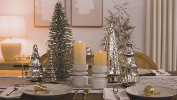 Luminara White Swan Selenite Flameless Candle Pillar