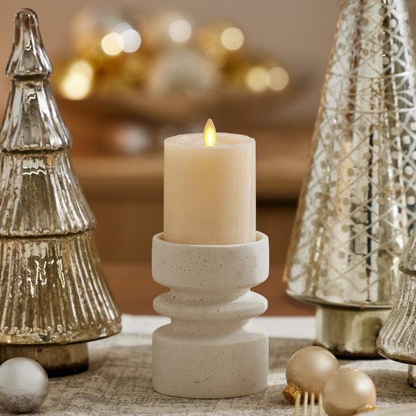 luminara White Swan Selenite Flameless Candle Pillar