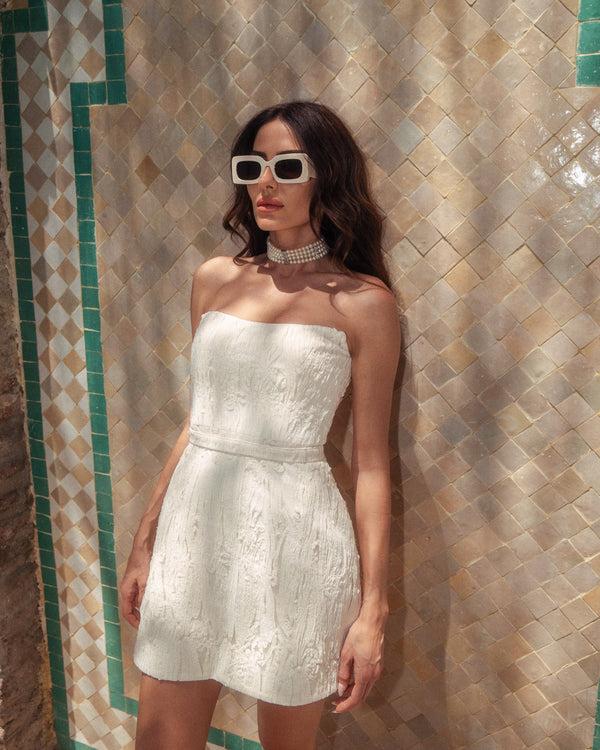 lunaire Estrella- Straplez Ekru Mini Elbise