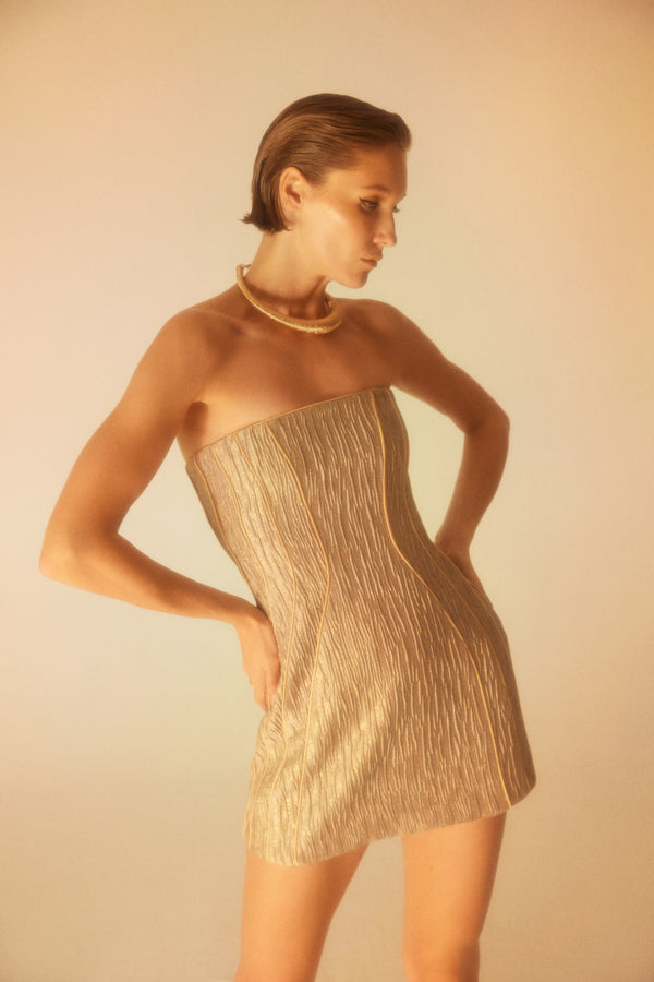 lunaire Golden Shadows - Straplez Mini Elbise