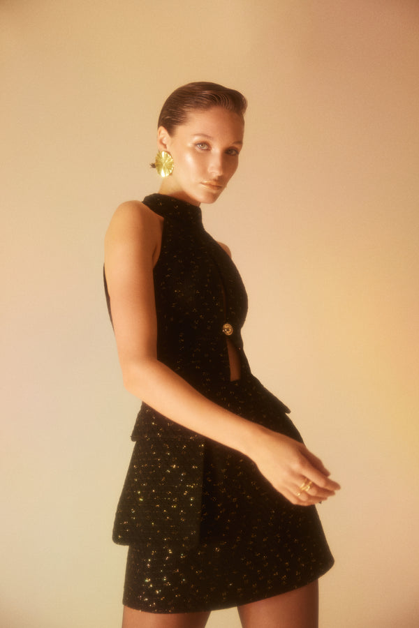 Lunaire Moonlight - Siyah Mini Tüvit Elbise