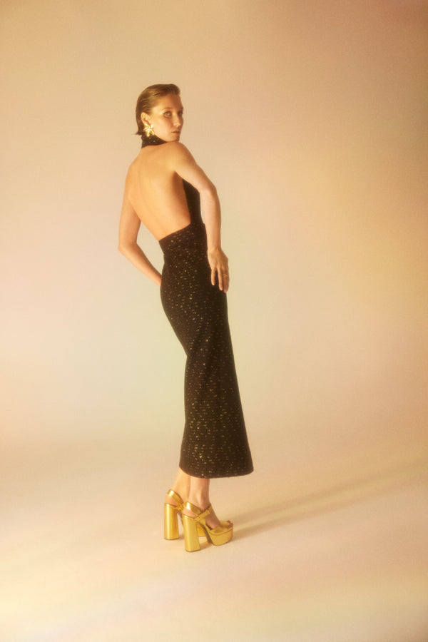 Lunaire Night Glam - Siyah Tüvit Uzun Elbise