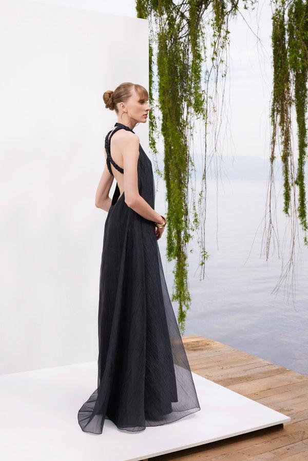 Lunaire Midnight Sky - Sırt Dekolteli örgü Askılı Siyah Maksi Elbise