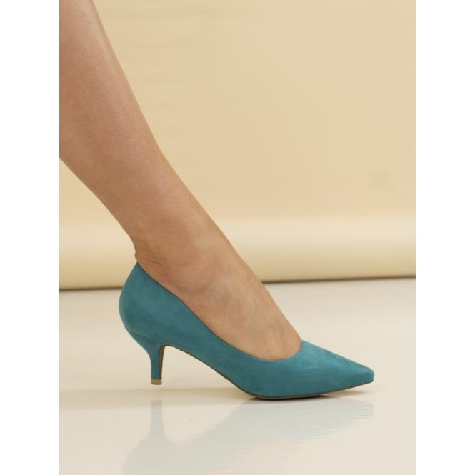 Lunar Abby Green Kitten Heel Court Shoe