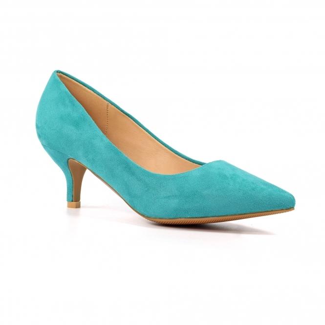 Lunar Abby Green Kitten Heel Court Shoe