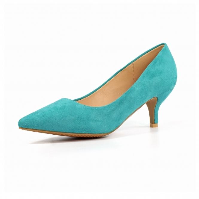 Lunar Abby Green Kitten Heel Court Shoe